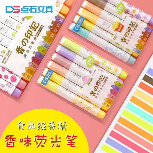 Steinfluoreszenzfarbe Fruchter Duft Highlighter Fluoreszenzmarker Stift Lichtfarbe Student verwendet einen Satz von Dick-Krapa-Farbmarker-Stift mit einer großen Kapazität, die Stationerie 829 Highlighter Experience-Paket (1 zufällig)