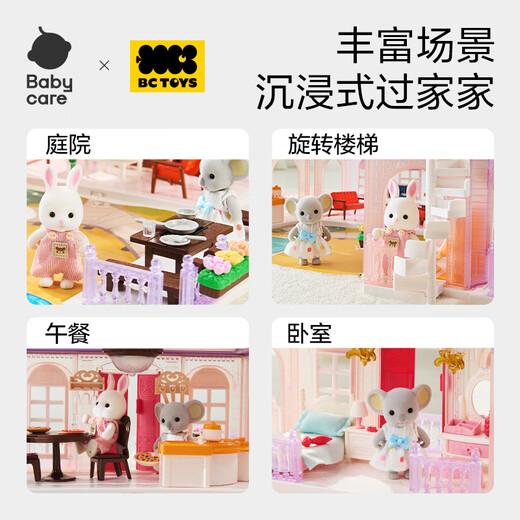 BabyCare/BCT Lighting Crystal Doll House Simulation Spielhaus Puppenhaus Spielzeug 3-6 Jahre alte Mädchen Urlaubsgeschenke - Blau