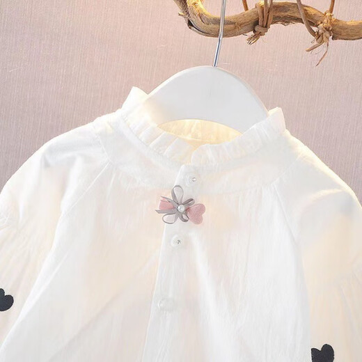 Shanou 2026 Spring and Autumn New Girls Cotton Shirt Long Sleeve Top 0-1-2-35 Baby Girl Shirt YSS Shirt Heart-Pink 90 cm