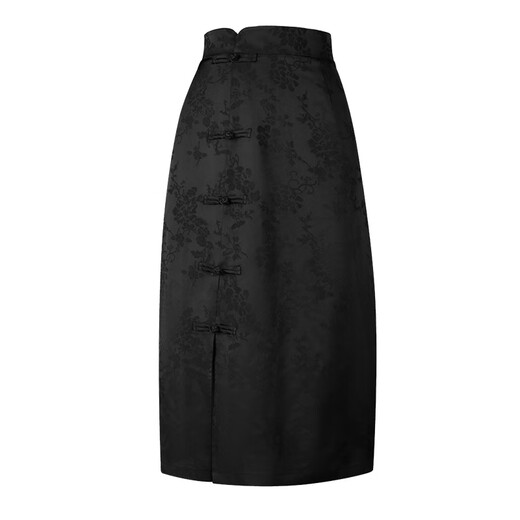 
THE SEA LIFE Ou Hai Yisheng New Chinese style high-waisted skirt for women 24 summer waist-hugging high-end black buttoned skirt Y16866 Black Mage L