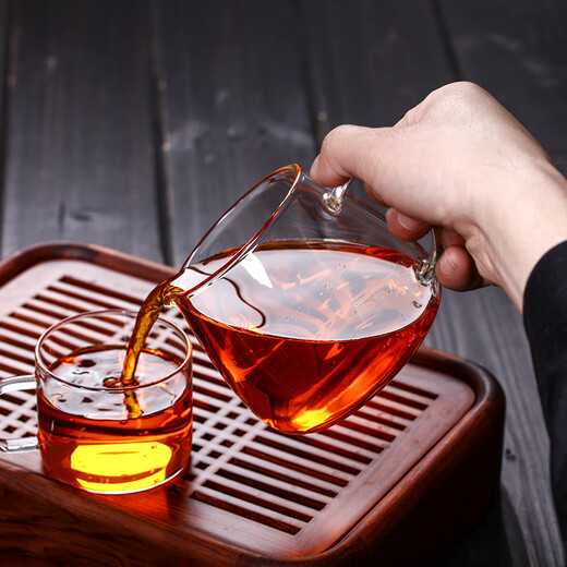 北大史透明玻璃公道杯纯手工加厚耐热倒茶分茶器功夫茶具茶海公杯 透明把手350ml