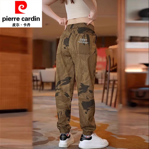 皮尔卡丹（pierre cardin）军绿色工装休闲裤子男宽松束脚哈伦潮牌天丝新款运动长裤夏季薄款 L2018军绿【迷彩裤】 XL