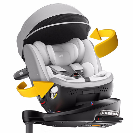 Asiento de seguridad para niños de Joie 0-7 años 360 grados ISOFIX giratorios con poste de soporte Instalación bidireccional Gyro Warrior Grow Grow-Gray (sin regalo grande)