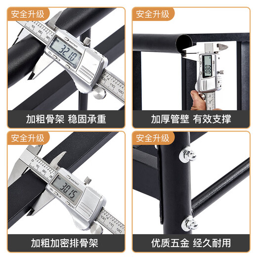 L&S bed iron bed European style iron frame bed fashionable double bed simple bedroom rental dormitory keel bed frame YC09 black 1.5*2m (shipped from 7 warehouses)