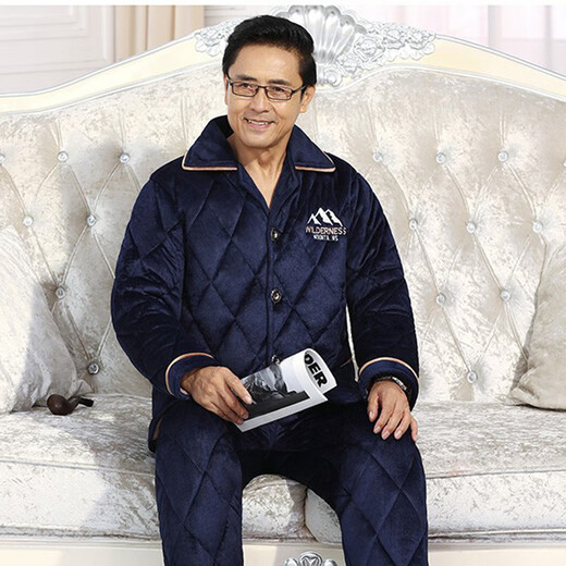 Anyan Pajamas Hiver Men's épaissis en velours corallien à trois couches Flanlle chaude en coton serré en coton pour hommes vêtements d'automne et hiver 6629 Badge de montagne L taille 90 Jin [Jin est égal à 0,5 kg] -115 Jin [Jin est égal à 0,5 kg]