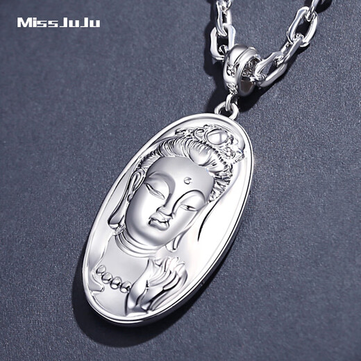 Miss JuJuPt950 Platinum Guanyin Bodhisattva Pendant Men's Three-dimensional Real Platinum Large Tag Pendant is about 19m wide and weighs 10.1-10.3 grams + comes with black leather rope