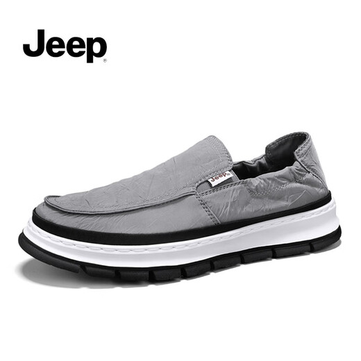 Jeep canvas shoes for men in summer new product breathable one-foot lazy shoes ice silk cool youth anti-slip soft sole casual shoes for men gray (sports size) 41 (255mm)