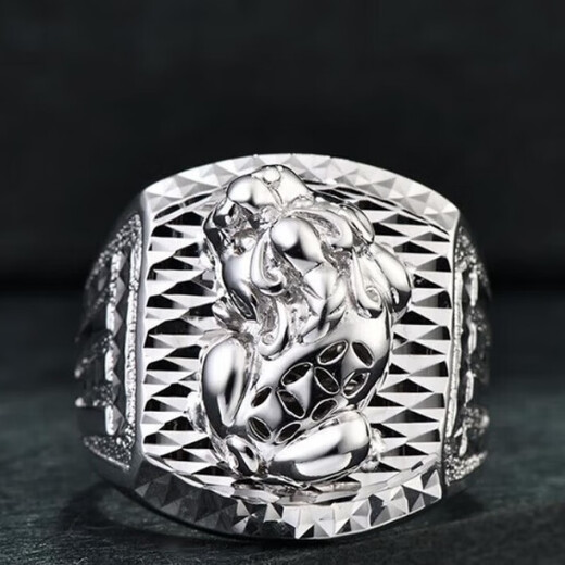 Jibaolou Pt950 platinum ring for men Pixiu men's ring platinum live mouth Pixiu ring live mouth fixed mouth ring 23g live mouth fixed mouth customization more refund less supplement