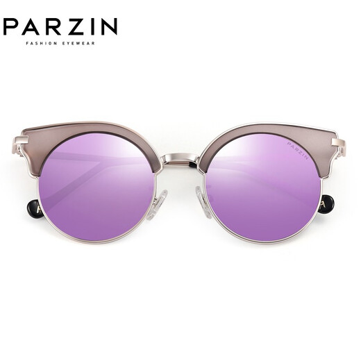 Parzin polarisierte Sonnenbrille Frauen Fashion Metal Semi-Kreis Rahmen farbenfrohe Film Koreanischer Stil Trendige Sonnenbrille Fahrspiegel PZ9902 Sand Purple Rahmen Reflexion Film Purple Tablette