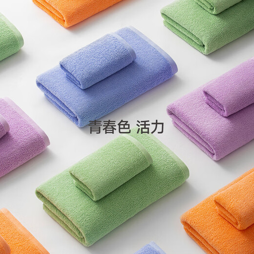The most popular towel Xinjiang long-staple cotton 100% cotton 3A antibacterial, water-absorbent and lint-free household face wash towel for men and women, sealed 3 blue + 3 orange, 6 pack, thickened 34*76 cm