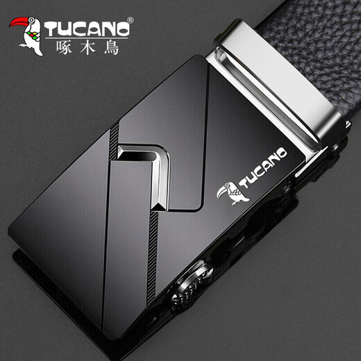 啄木鸟（TUCANO）皮带男真皮自动扣牛皮腰带中青年简约休闲男士皮带时尚百搭裤腰带 银柒款【收藏关注送礼盒装】