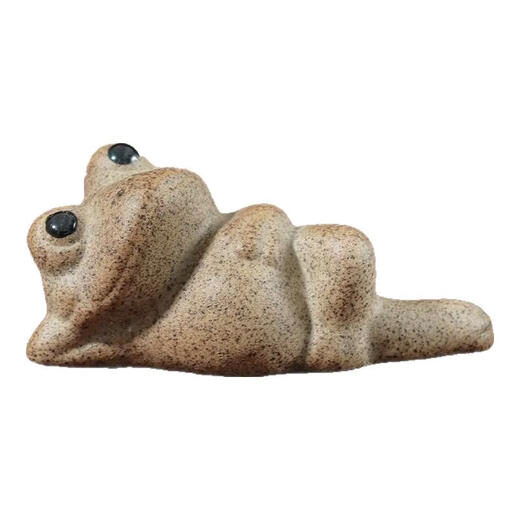 Mianxiaocheng coarse pottery Buddhist Zen frog frog small tea pet handmade tea tray ornaments can raise creative tea play kung fu tea set tea ceremony lying flat little cute frog