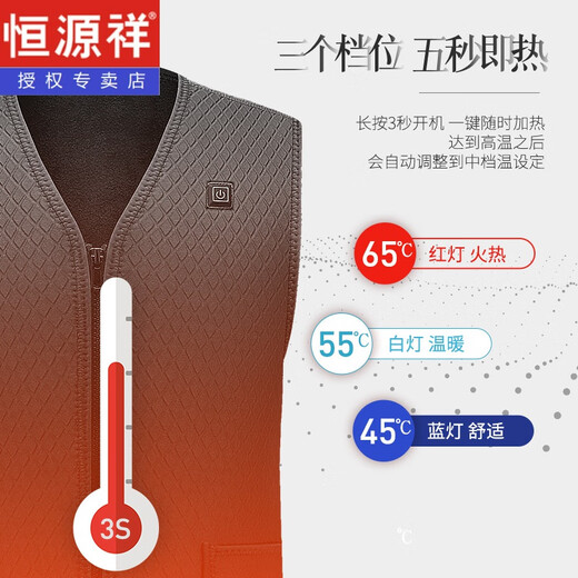 恒源祥电热马甲发热衣服充电加热中老年人冬季发热背心智能保暖衣服男女 黑色A套餐(不带充电宝) L