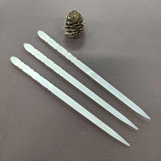 Lingchuan Xiuyu bamboo hairpin, classical style jade hairpin, purely handmade, transparent material