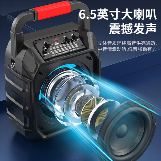 Shanshui (Sansui) Altavoz Bluetooth inalámbrico Bluetooth Small House Square Dance Audio Amplificador All-in-One Player de altavoces de alto volumen de karaoke de karaoke E5 [Versión ultravilla] 32G USB Flash Drive sin micrófono
