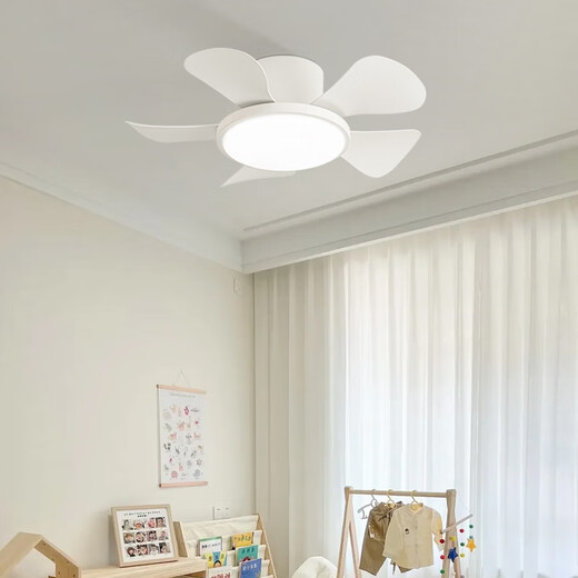 风向标儿童房卧室风扇灯马卡龙小型吊扇灯家用静音过道阳台薄吸顶电扇灯 全光谱小爱29-724A绿+彩色叶吸顶