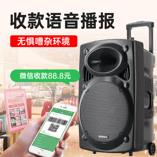 Xinke Z12 Square Dance Audio High Power Subwoofer Mobile Outdoor Karaoke Bluetooth Trolley Microphone Speaker Amplifier Wireless Microphone Stall Speaker 12-inch Dual Microphone