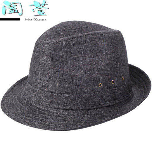 HTKD新品画家博士帽中老年春夏季礼帽男士春秋天英伦爵士帽布 深灰 小号57号