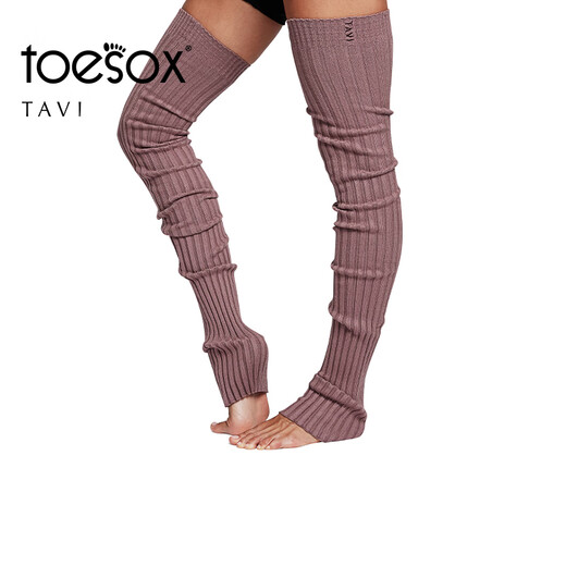Toesox over-the-knee long yoga socks piled with anti-slip socks Pilates leg socks fitness leg socks Tavi co-branded soft pink one size fits all (81~83cm)