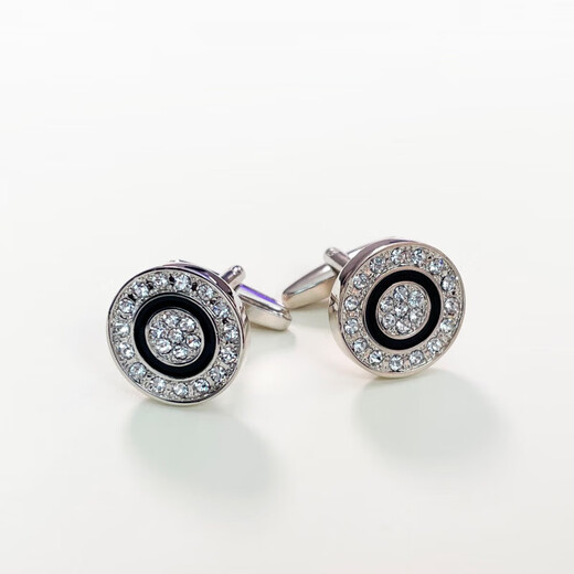 Apatia French round white crystal cufflinks light luxury minimalist men's style gentleman elegant shirt ring classic