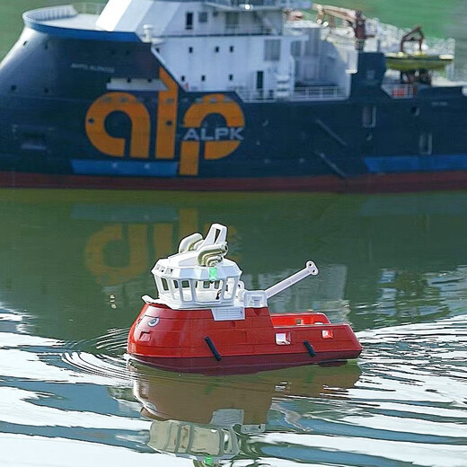 Q version remote control tugboat charging high-speed speedboat ship wireless electric boy children's water toy boat model 25cm Barco tugboat blue (dual electric version)