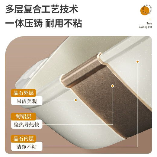 ASD hot pot non-stick square mandarin duck pot thickened hot pot basin large capacity household gas induction cooker dedicated FL28F1WG