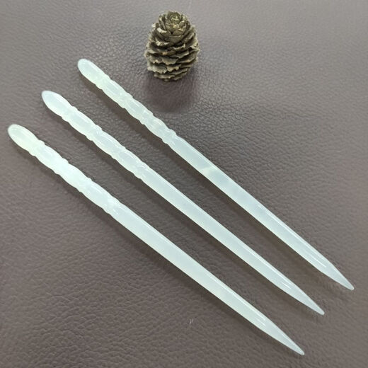 Lingchuan Xiuyu bamboo hairpin, classical style jade hairpin, purely handmade, transparent material