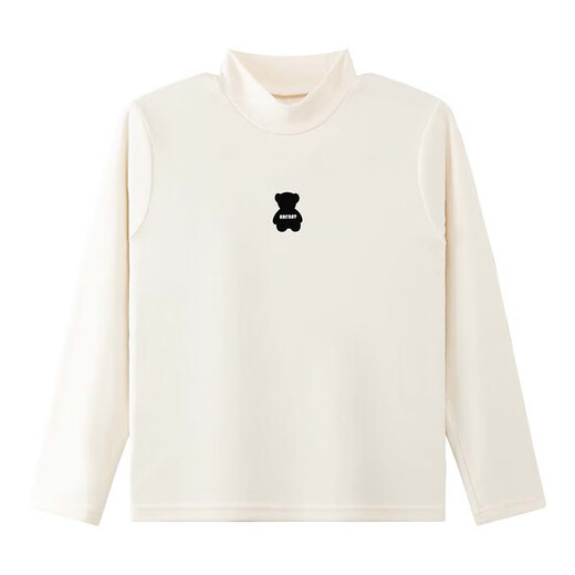 Zuoxi boys' bottoming shirt T-shirt 2025 winter children's half turtleneck casual inner wear boys' top trendy off-white 150