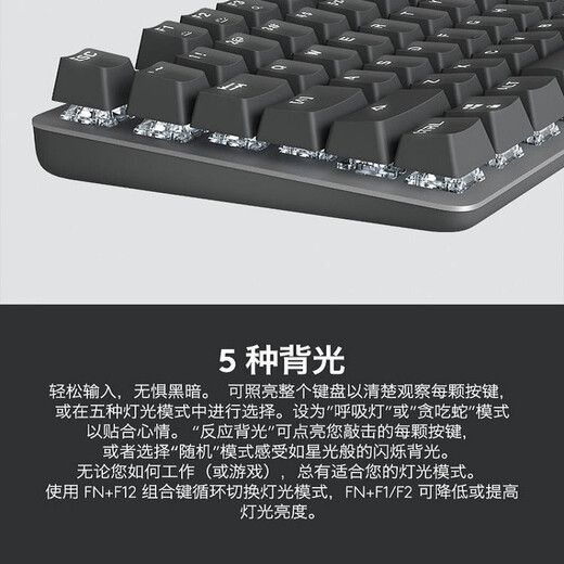 罗技（Logitech） K845机械键盘 有线全尺寸104键背光电竞机械TTC轴办公游戏键盘 台式机笔记本男生女生 K845青轴-紫罗兰