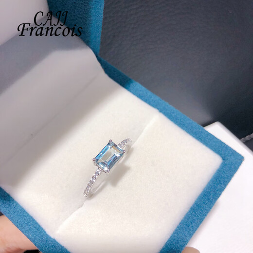 CAJJ Francois 88-point aquamarine ring for women, natural colored gems, jewelry, gemstones, 925 silver inlay, simple jewelry, accessories, jewelry, No. 13