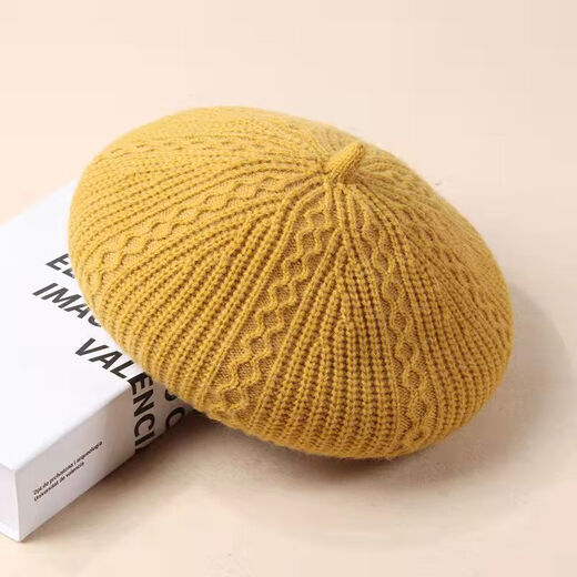 Bijinger beret autumn and winter new Japanese knitted women's spring and autumn casual Korean style Western-style octagonal hat retro milky white-wool beret solid color M (56-58cm)