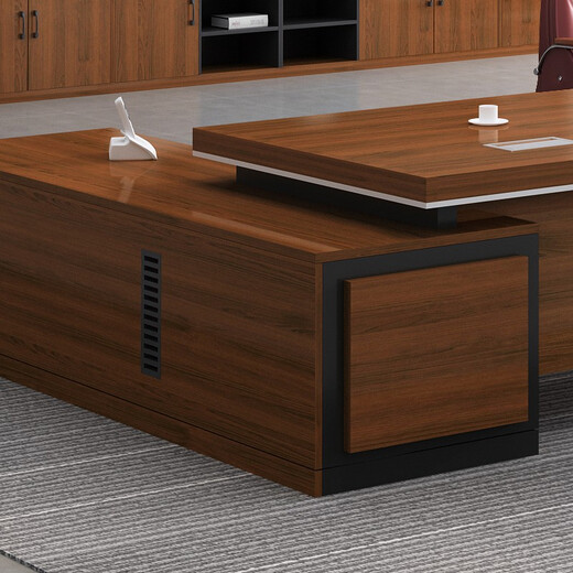 Shengli Desk Boss Desk Office Furniture Panel Executive Desk Office Desk and Chair Combination Computer Desk Writing Desk Teak Color 2.0 Meter Boss Desk + Boss Chair