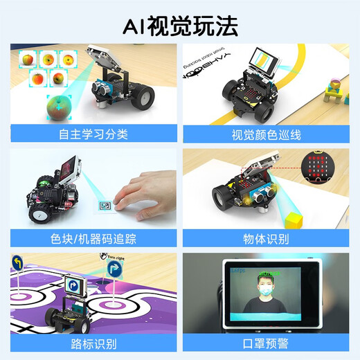 Yahboom Microbit Vision Car AI -Erkennung Unbemannter autonomes Fahrkit Python Programmierbares Roboter K210 Modul Automatisches Fahrkit (einschließlich Microbit)
