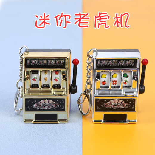 Gongma mini slot machine playable keychain creative palm gadget gifts for son souvenirs lottery machine mini slot machine-gold