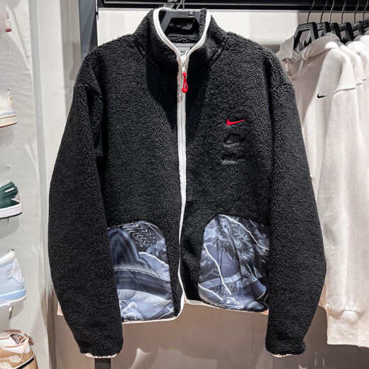 耐克（Nike）外套男装上衣 春秋季新款保暖仿羊羔绒立领时尚运动服休闲服夹克 FZ6194-010/黑色/龙年限定 XL (180) /建议150-180斤