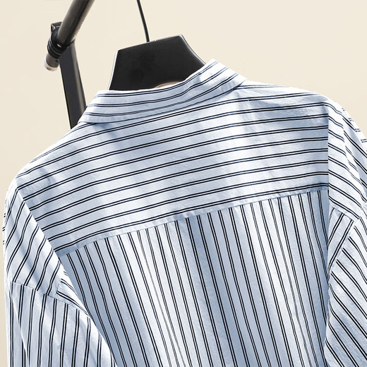 Cypress Shirt 2025 Automne Nouvelle Fashion Fashion Stripe Single Breasted Rotary Sleeve Top