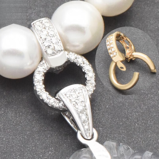 DL 1998 Fat Donglai same style 18k gold universal buckle 18K gold inlaid with diamonds high cargo rope double safety switch diy accessories 18K gold medium solid model round diamond + circle full diamond model