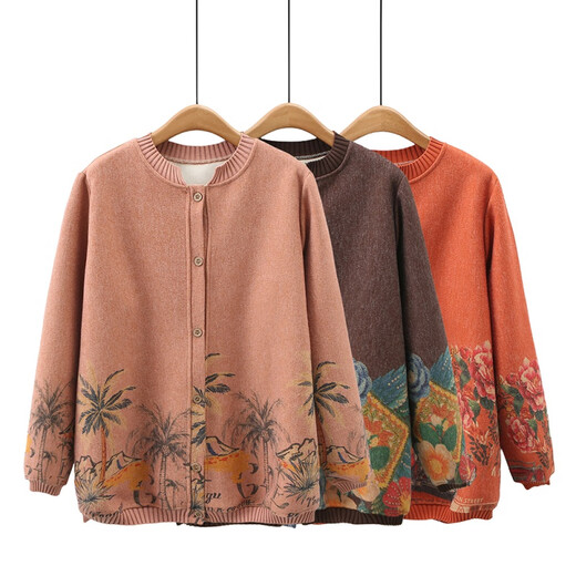 Zhidou doudou doppelbraunen Pullover für Frauen Spezialgröße 200 Jin [Jin ist gleich 0,5 kg] Fett Mutter gestrickt und Samtjacke für Herbst- und Winter mittleren Alters und ältere 9435 warmes Leder Pink plus Samt 11xl 2xl 115/135 Jin [Jin Equals 0,5 kg]