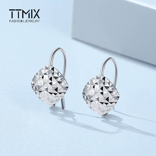 TTMIX platinum pt950 ear hook women's laser car flower diamond earrings platinum earrings large size 1.9-2.1g