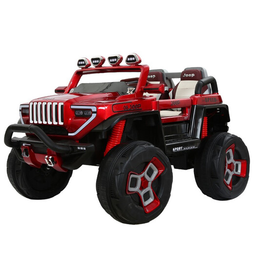 Harman-Royce super large children's electric off-road vehicle that can seat adults and babies, two-seater remote control car toy stroller GK1 four-wheel drive - paint - leather seat burgundy