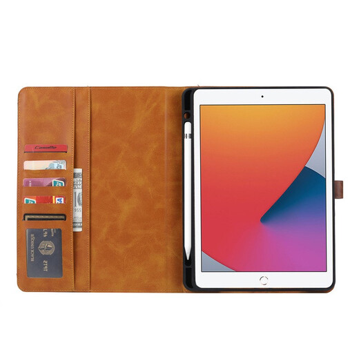 Jinhao (Jinhao) Apple iPad Pro Tablet -Schutz 12.9 Lederkartenflip Cover Hülle Stellplatz Air4 Räste Mini Retro -Kalb Leder Cover Black iPad Pro 11 Zoll 2018
