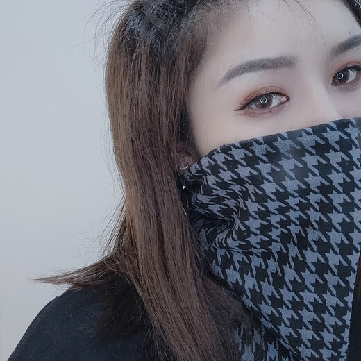 蒂潤石（DIRUNSHI）秋冬季沙滩面罩围脖男女款加厚保暖套头脖套户外沙滩防寒护颈面罩 3890黑蓝格 均码