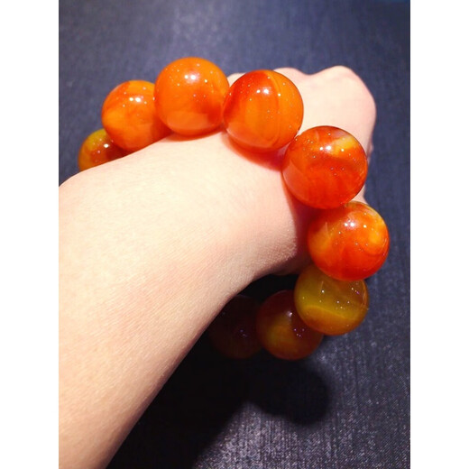 DL 1998 Amber Bracelet Floating Flowers Second Generation Beeswax Chicken Oil Yellow Bracelet for Boys and Girls Round Beads Couple Diameter 10mm Floating Flower Bracelet Small Beads for Women