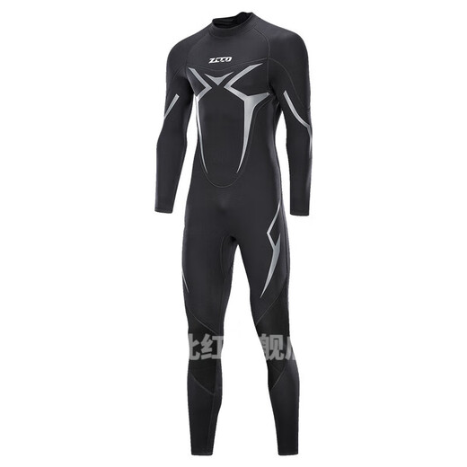 Zailu null wetsuit one-piece men's 3mm warm elastic wear-resistant wet suit cold-proof wetsuit winter swimming swimsuit black XS