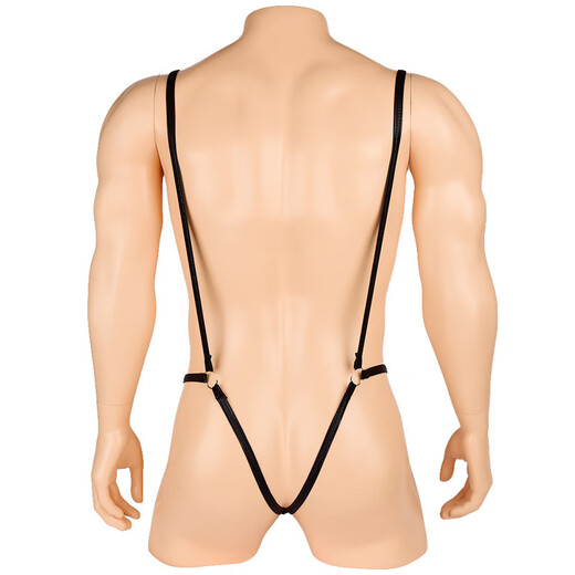 Confidential delivery Sexy underwear men's thong men's underwear sexy fully transparent T-pants passion free nightclub opening large size gay men for male masturbation alternative transparent black one-size-fits-all imitation patent leather PU sexy one-piece sling