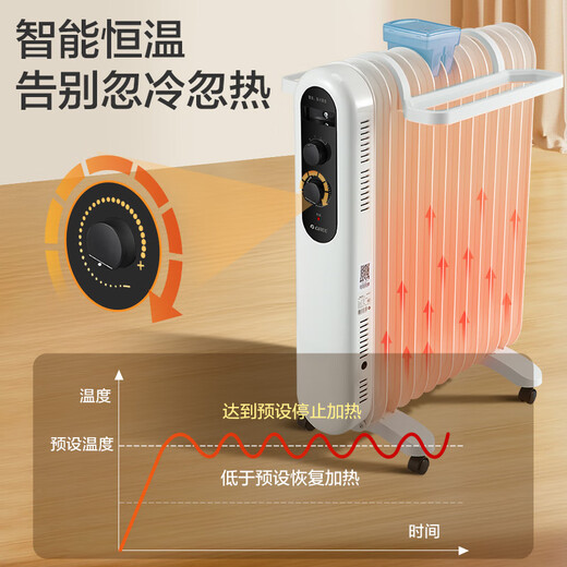 Gree (GREE) heater household electric heater electric oil heater energy-saving dry clothes electric heater living room bedroom mobile floor heating humidification anti-scalding electric radiator 13 pieces electric oil heater NDY19-X6021 (whole house heating)