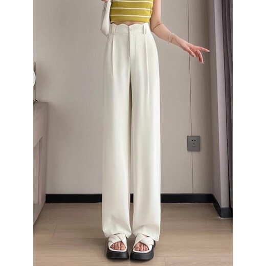 含蕊高腰阔腿裤子女夏季新款宽松百搭潮流休闲裤女士直筒西装长裤 692灰色295 M 96-111斤