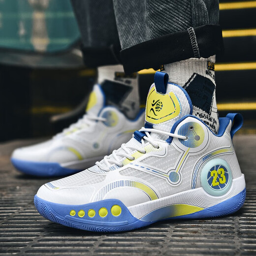 Phantom 3 basketball shoes for boys’ shoes for children and teenagers’ sports shoes for students’ leather surface non-slip Kobe junior high school students’ sneakers 866 white and blue mesh - air cushion model 36 sizes Follow to send basketball socks + fluorescent bracelets