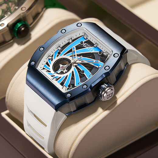 Bugatti (Bonest Gatti) Watch Herren Deutsche Mechanik Uhr Vollautomatisch hohle wasserdichte leuchtende Barrel Licht Luxus Männer Uhr 9902 Flamme Rot