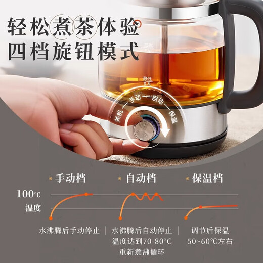 Bear Health Tea Kettle Tea Maker Electric Kettle Steam Glass Kettle Spray Tea Steamer Brewing Tea Flower Tea Black Tea Office Small Desktop Insulation Split Gift ZCQ-G08W6 Steam Spray Tea Maker 0.8L